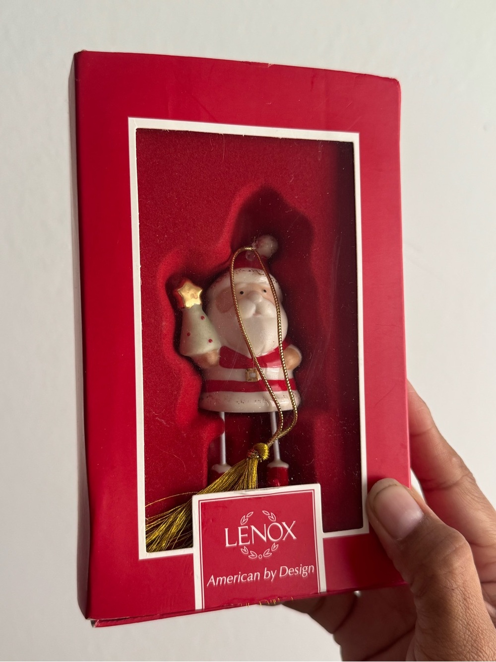 Lenox Red and White Santa ‘s Chime Holiday 3in Ornament